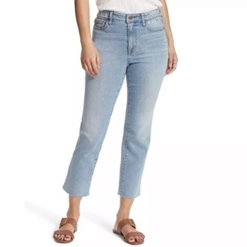 Sanctuary Denim Modern Straight Crop High Rise Daisy Embellishment Size 24